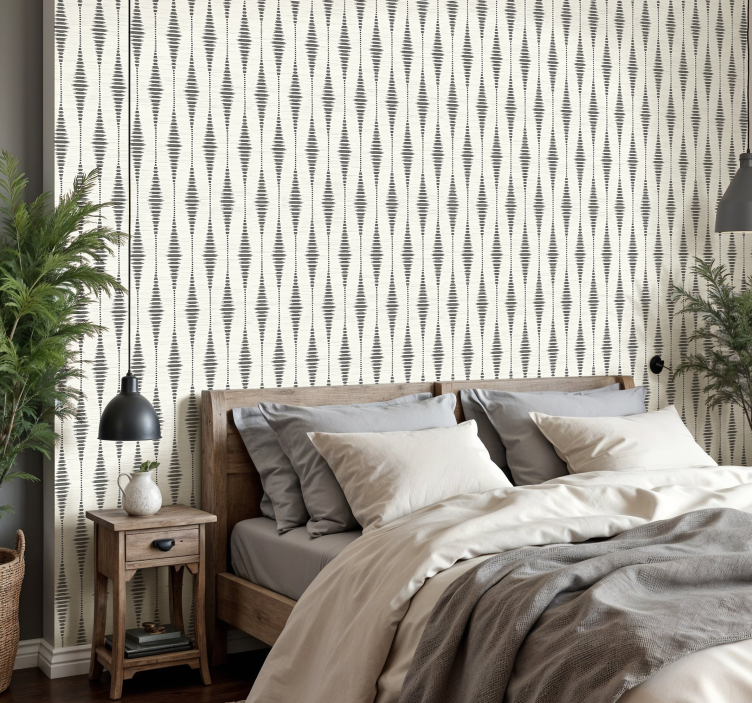 Geometrische Tapete rabaul ikat grau und beige - TenStickers