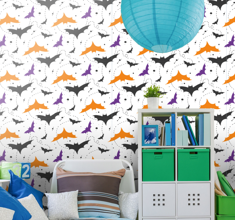Halloween Tapete buntes fledermausmuster - TenStickers
