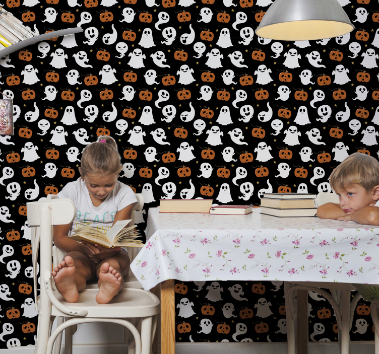 Halloween Tapete gespenstisches kürbismuster - TenStickers
