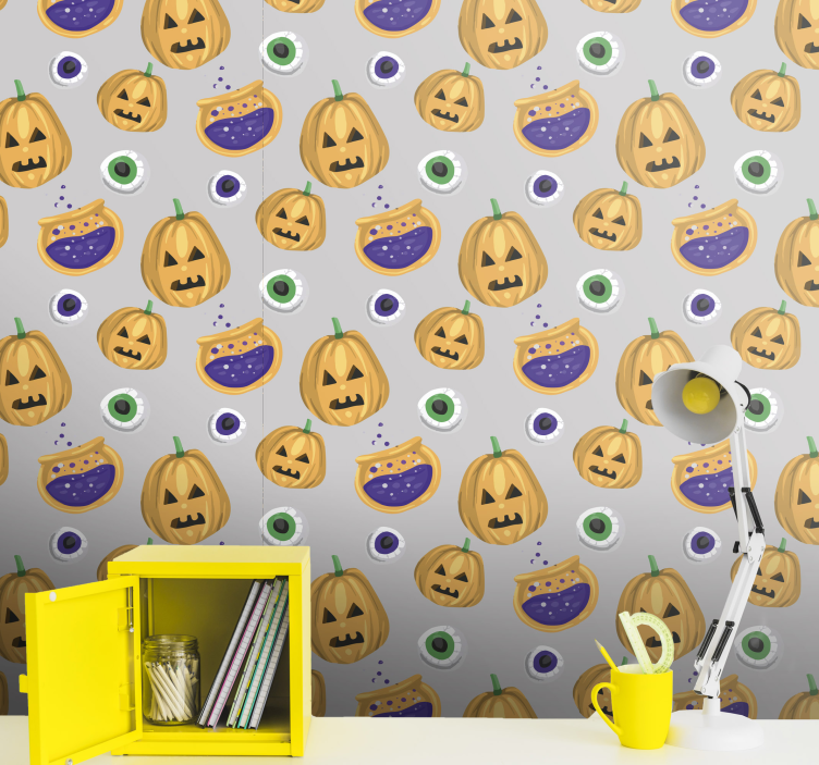 Halloween Tapete kürbismuster - TenStickers