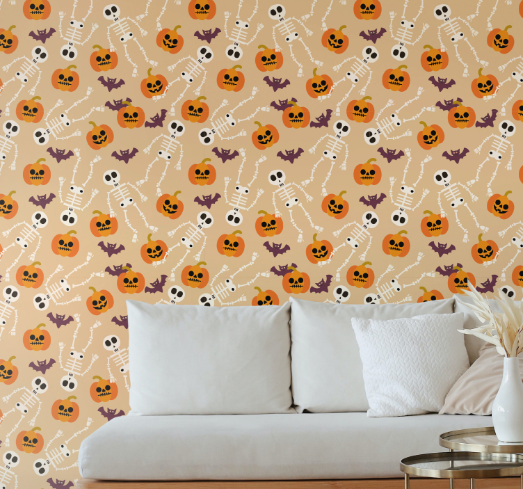 Halloween tapete mit gruseligem muster - TenStickers