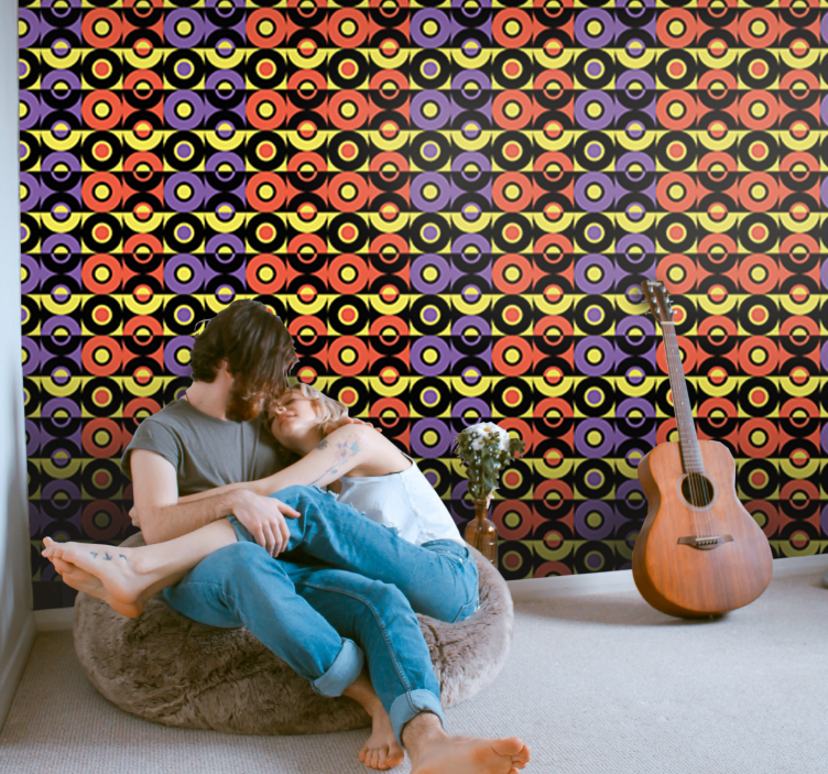 Jahrgang Tapete retro-kreise-muster - TenStickers