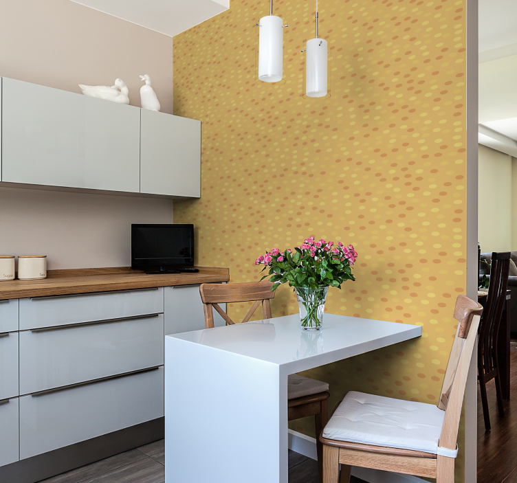 Tapete Küche Punkte in Orangetönen - TenStickers