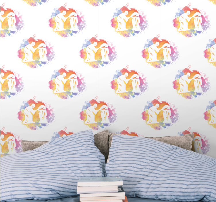 Kunst Tapete abstrakte paarsilhouette - TenStickers