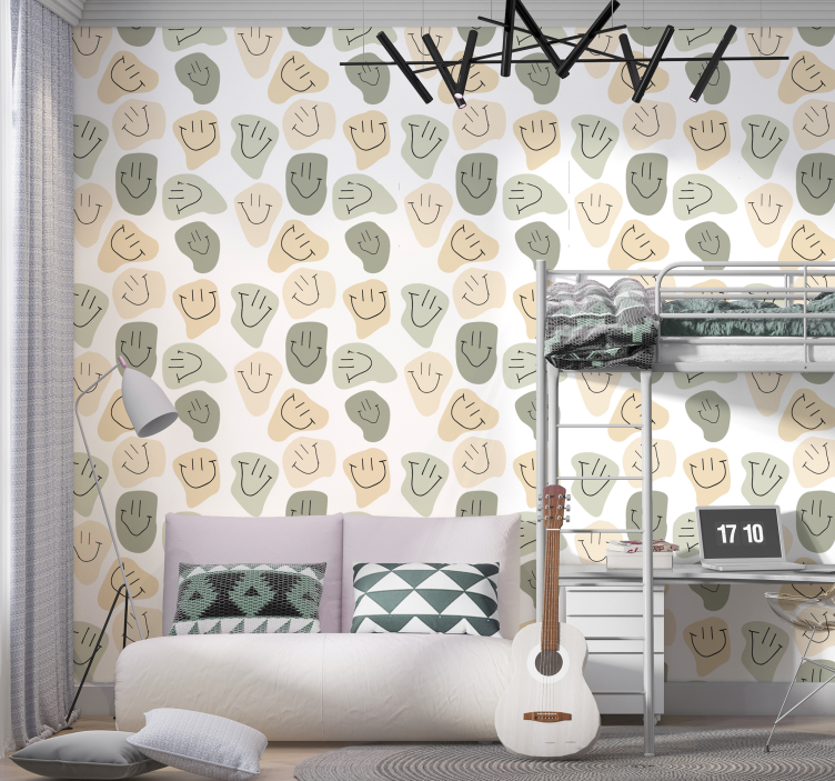 Kunst Tapete abstrakte smiley-muster - TenStickers