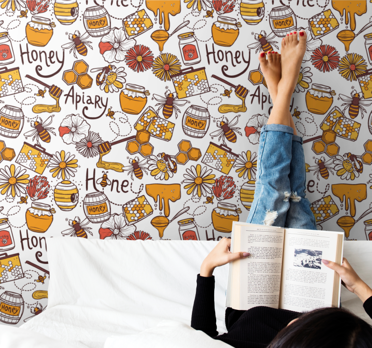 Kunst Tapete bienenstock freude - TenStickers