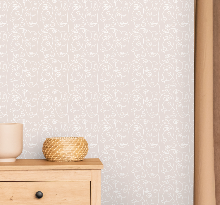 Kunst tapete mit abstrakten gesichtsmustern - TenStickers