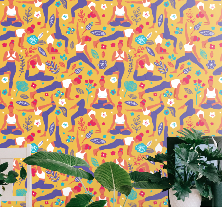 Kunst Tapete muster für yoga-posen - TenStickers