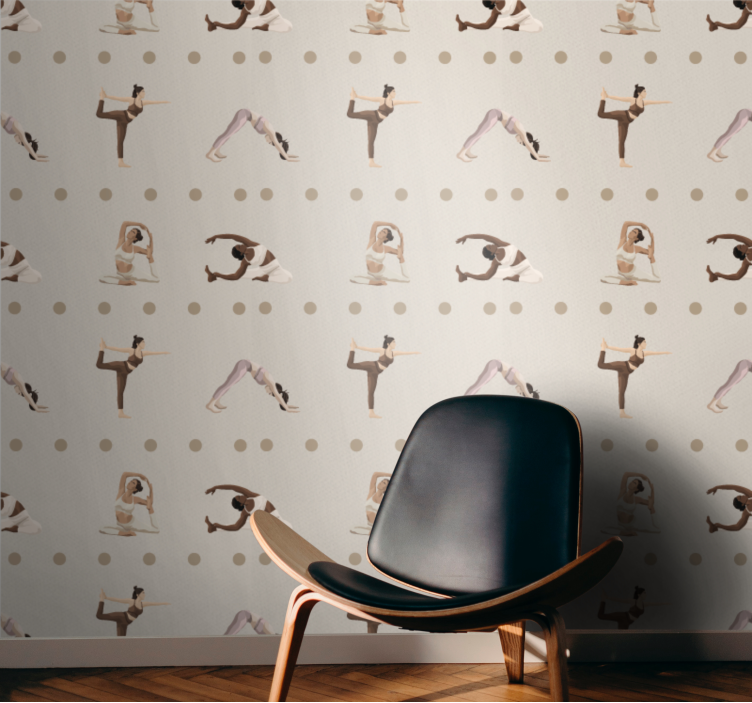 Kunst Tapete yoga-posen figuren - TenStickers