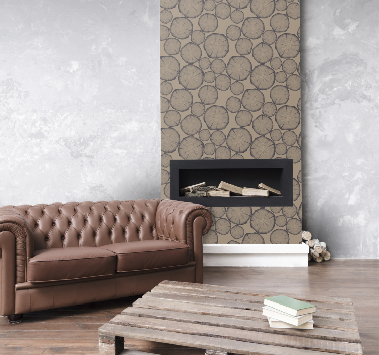 Landhaus Tapete Baumstamm Optik - TenStickers