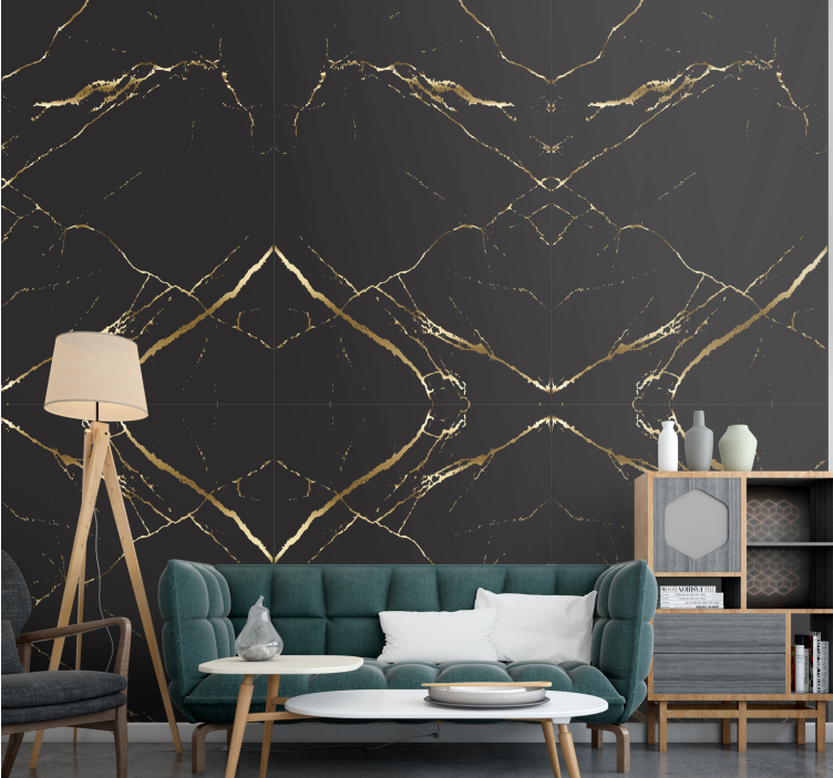 Marmor Tapete elegantes schwarz-goldenes design - TenStickers