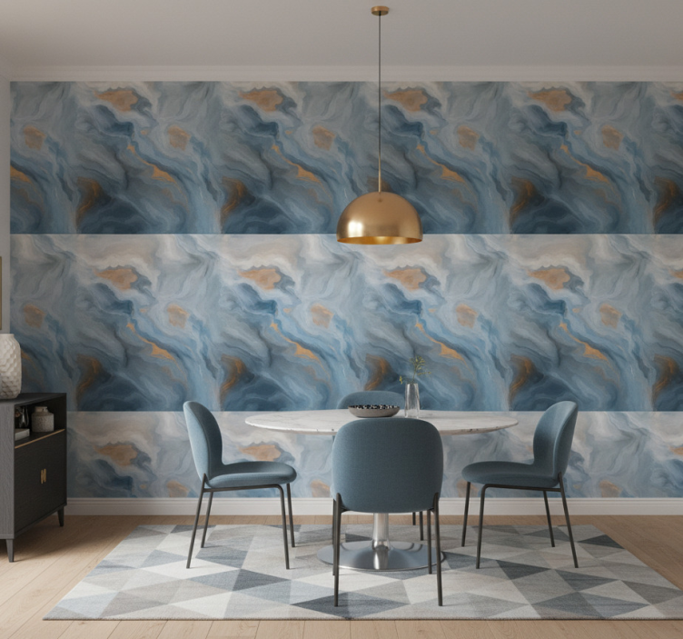 Marmor tapete in bernsteinblauen farbtönen - TenStickers