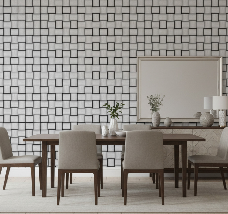 Marmor tapete mit grauem quadratmuster - TenStickers