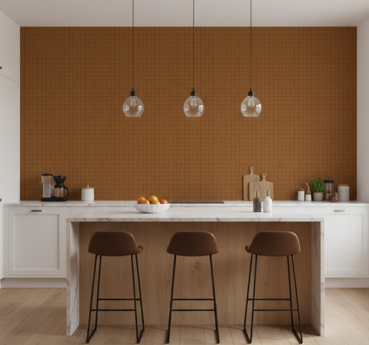 Muster tapete braune quadratoberfläche - TenStickers