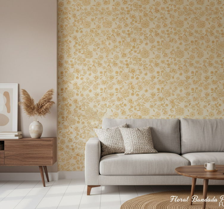 Tapete wohnzimmer floral orange paisley - TenStickers