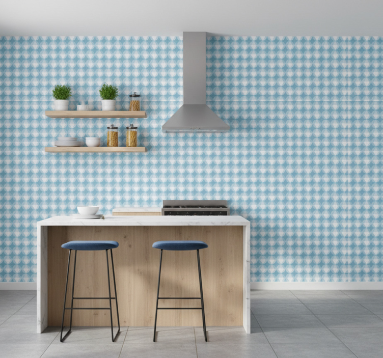 Muster tapete geometrische blaue harmonie - TenStickers