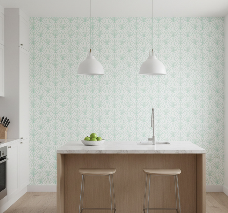 Muster tapete geometrisches grünes blätterdesign - TenStickers