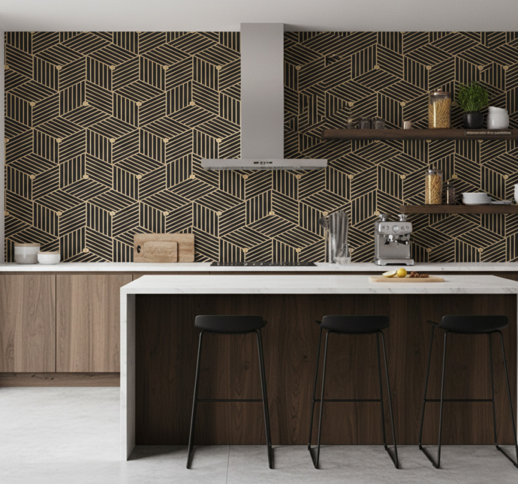 Muster tapete geometrisches linienmuster - TenStickers