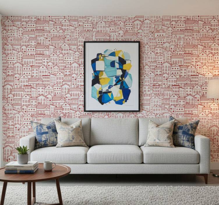 Muster tapete im modernen comic-stadtstil - TenStickers