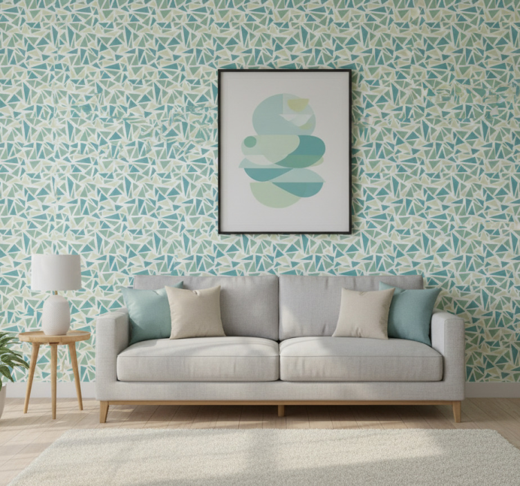 Tapete wohnzimmer grünes retro-mosaik - TenStickers