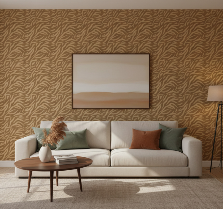 Muster tapete in braun-beigem tigerfell-muster - TenStickers