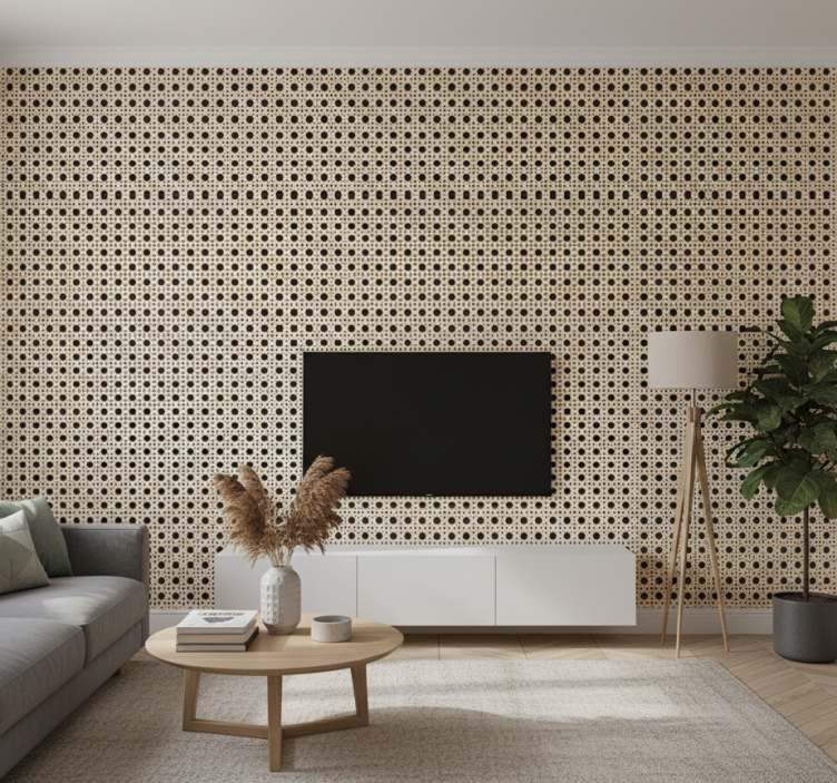 Muster tapete in hellbraunem rautenmuster - TenStickers