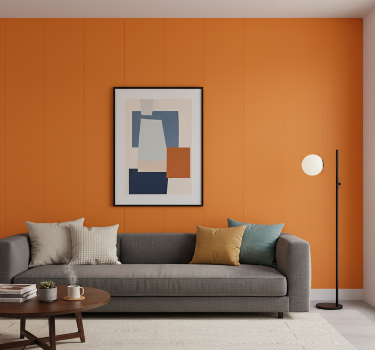 Tapete wohnzimmer in mattem orange - TenStickers