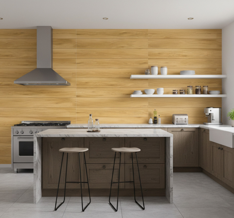 Muster tapete mit natürlicher holzstruktur - TenStickers