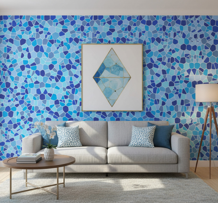 Muster tapete blauer mosaikeffekt - TenStickers