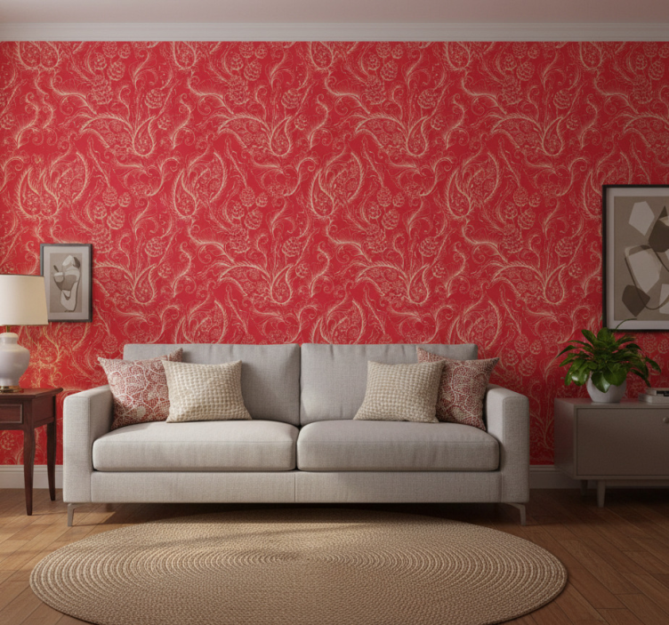 Tapete florale ornamente rote paisley-illustration - TenStickers