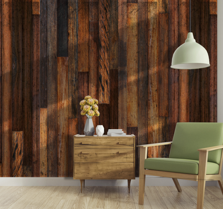 Dunkles Holz Tapete mit Sonneneinfall - TenStickers