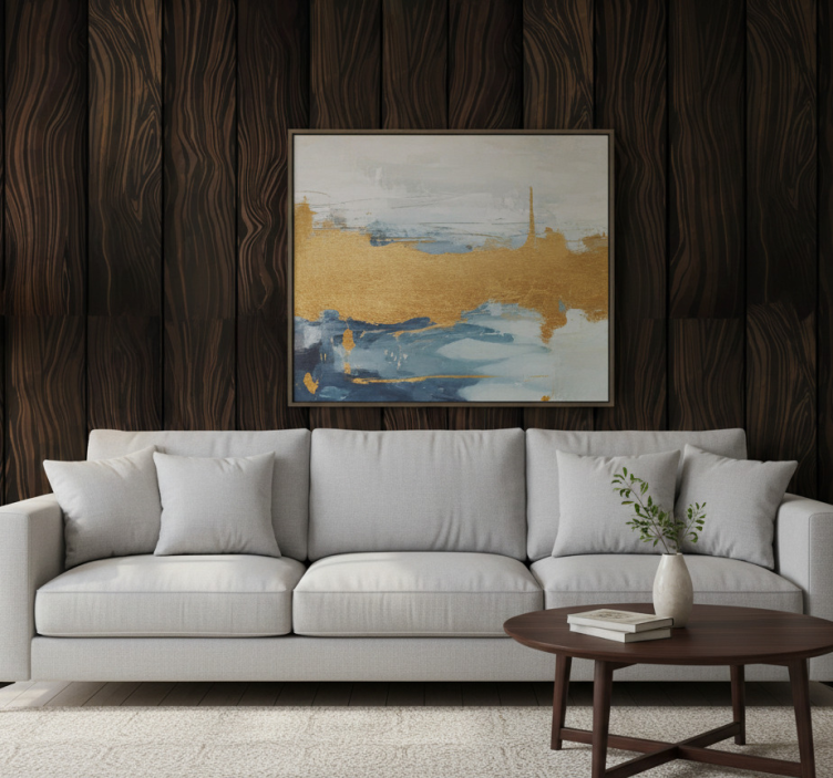 Tapete holzoptik im dunklen blattmuster - TenStickers