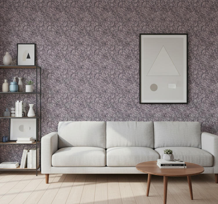 Tapete wohnzimmer mit abstraktem paisleymuster - TenStickers