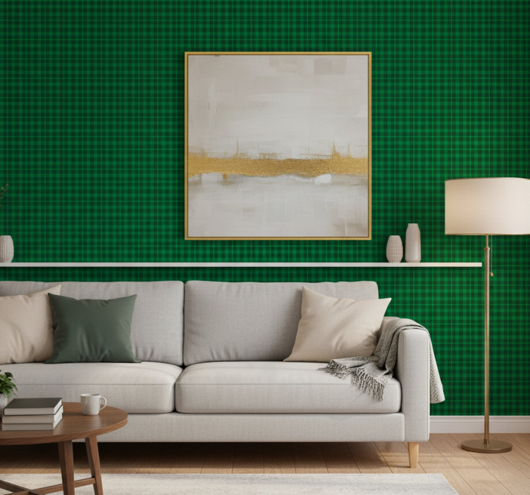 Ornament tapete im grünen karomuster - TenStickers