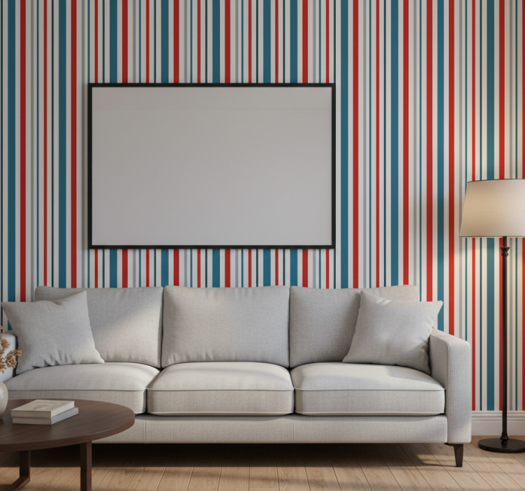 Ornament tapete im maritimen retro-streifen-design - TenStickers