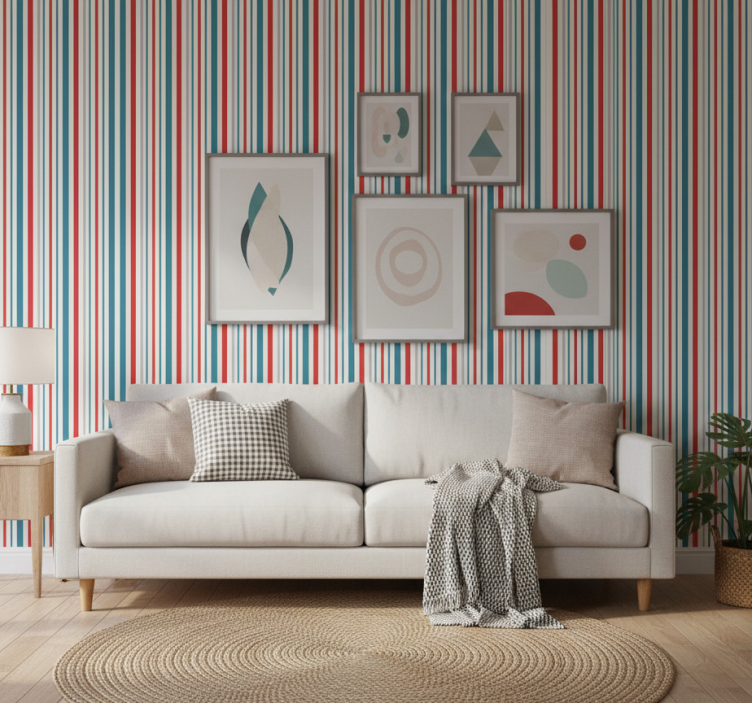 Ornament tapete im maritimen retro streifen-design - TenStickers