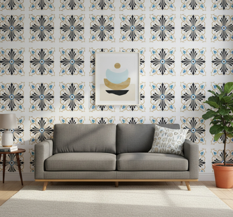 Ornament tapete im vintage-kreuzspiraldesign - TenStickers