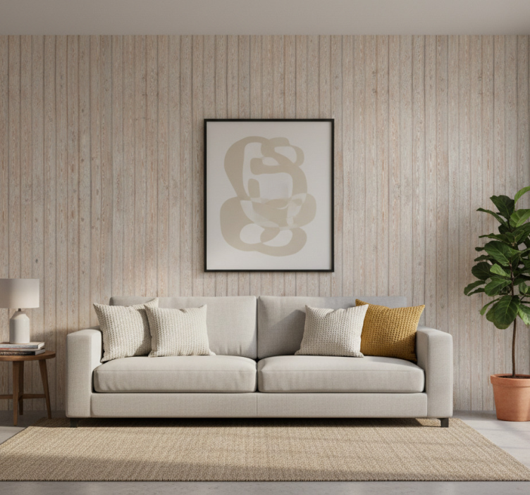 Ornament tapete in hellbraunen horizontalbrettern - TenStickers