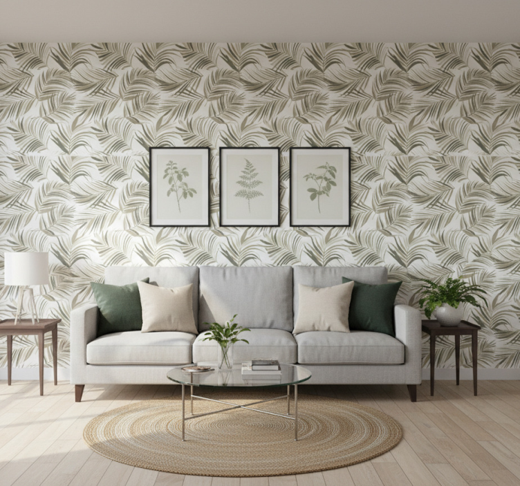 Ornament tapete mit eleganten blattmotiven - TenStickers
