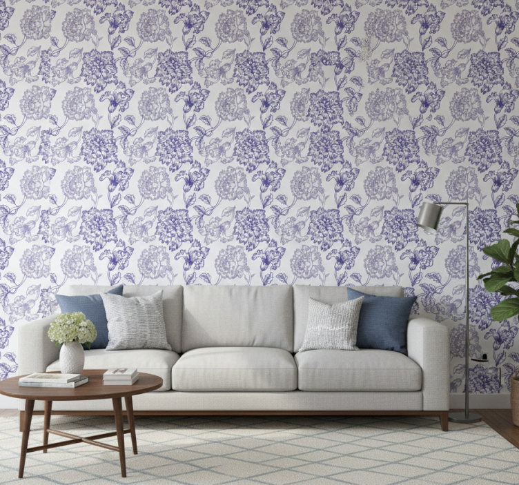 Ornament tapete mit eleganten blumenmustern - TenStickers