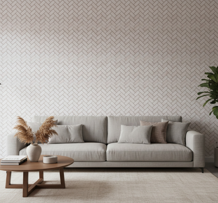 Ornament tapete mit fischgrät-marmorfliesen - TenStickers