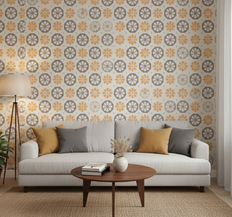 Ornament tapete mit floralen muster akzenten - TenStickers