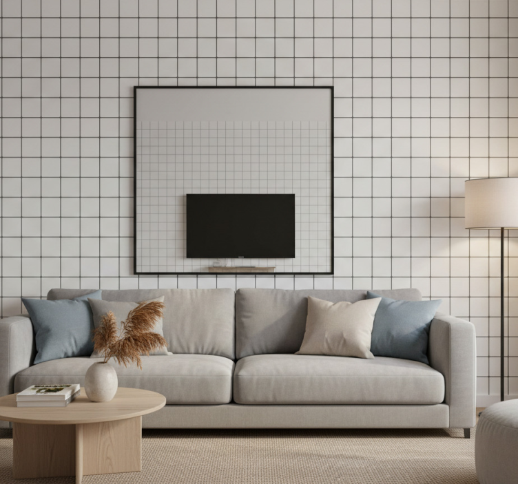 Ornament tapete mit quadratischen fliesen - TenStickers