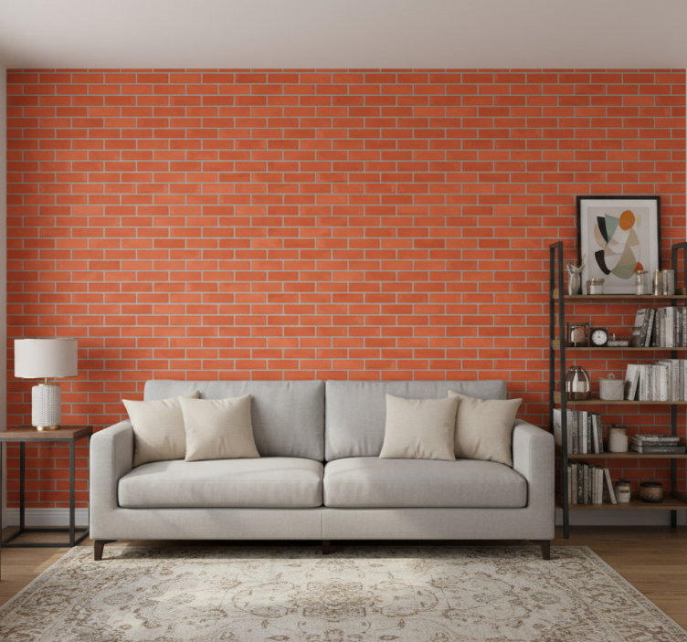 Ornament tapete mit rotem ziegelmuster - TenStickers