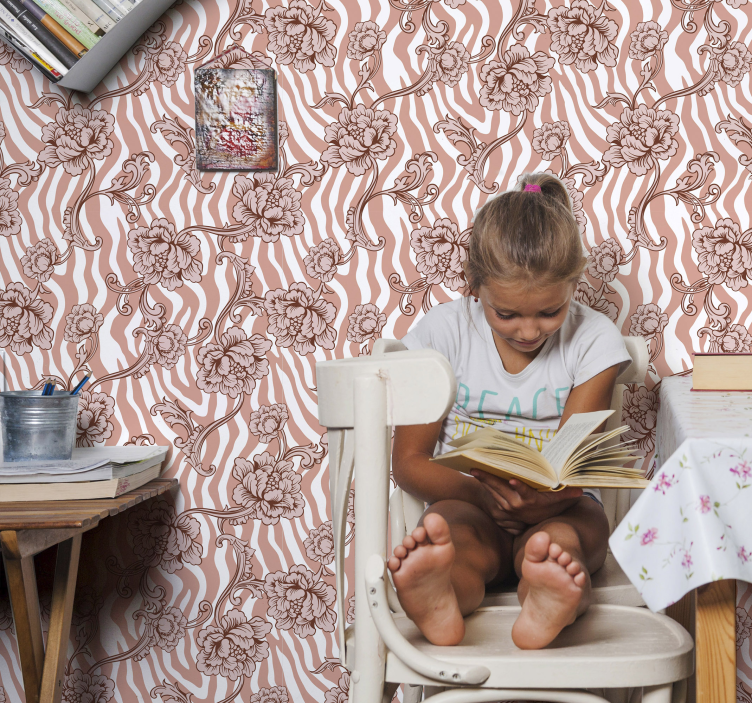 Pflanzen Tapete blumiges Ornamentmuster - TenStickers