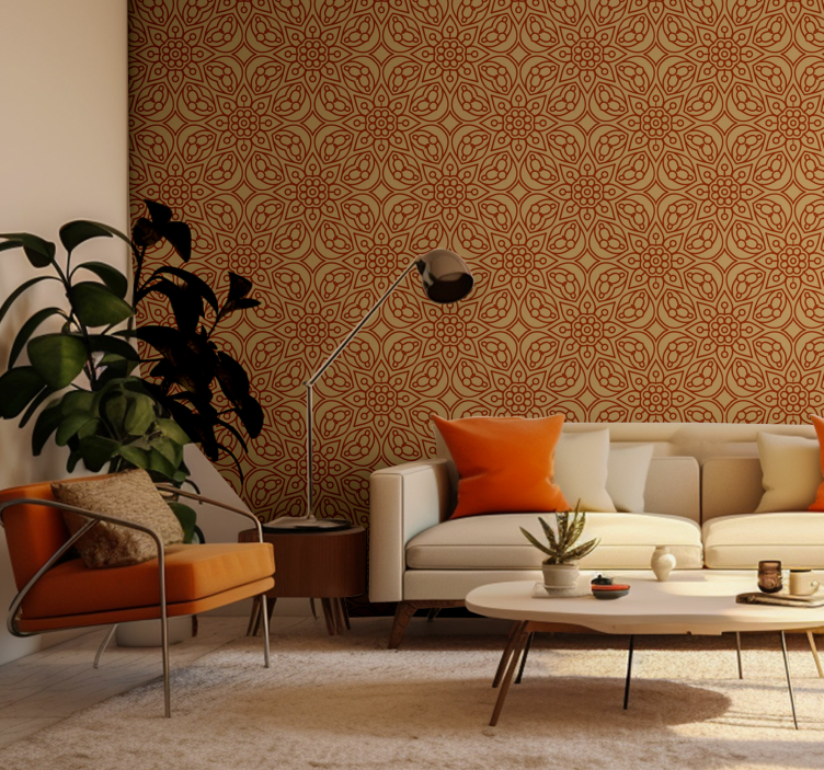 Tapete Wohnzimmer vintage Mandala - TenStickers