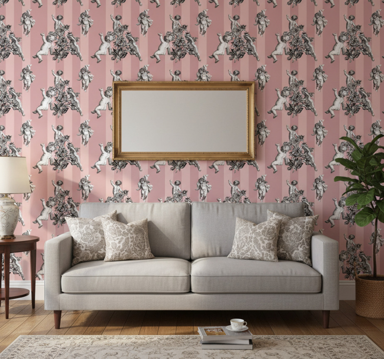 Retro tapete im französischen vintage streifenmuster - TenStickers