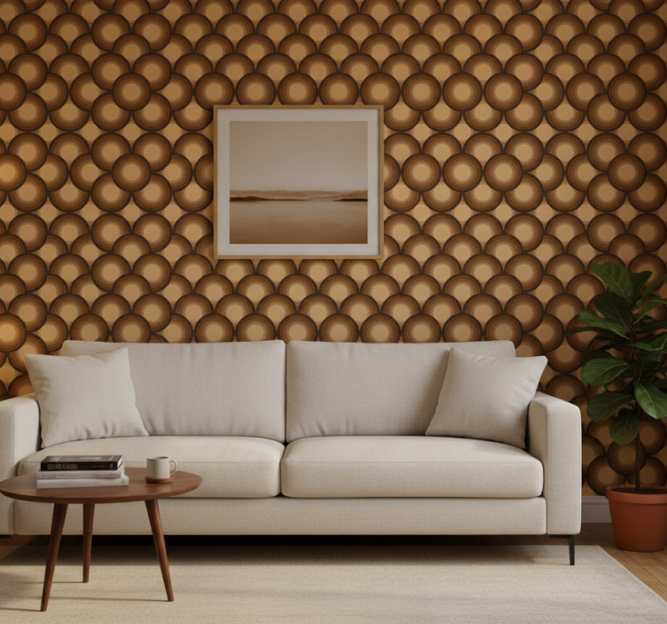 Retro tapete mit braunen sonnen - TenStickers