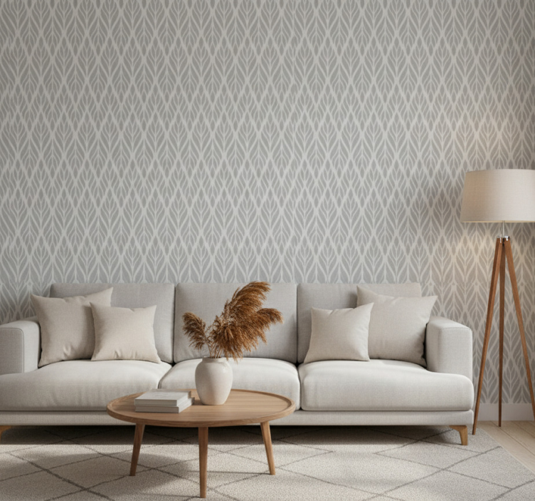 Retro tapete mit ethnischem floralen grauen muster - TenStickers