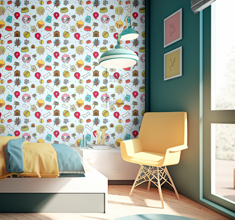 Tapeten Schlafzimmer Süße hundewelpensymbole - TenStickers